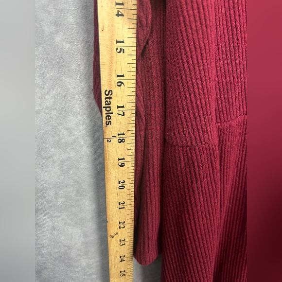 Old Navy Burgundy Wrap Dress Rib-Knit V-Neck Plus-Size Midi Wrap Dress Size 3X - Picture 12 of 13